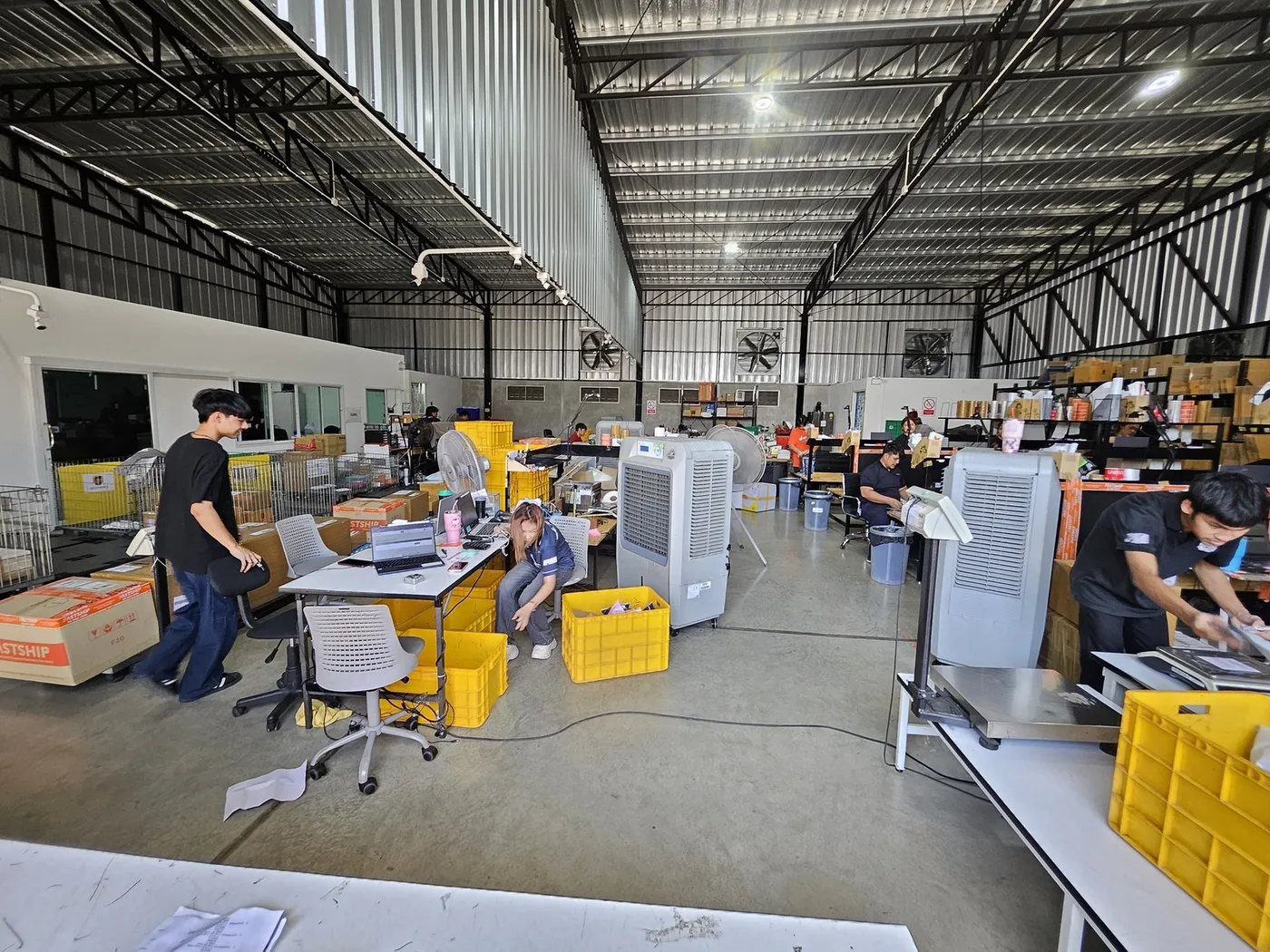 Parcels being weighed and packed